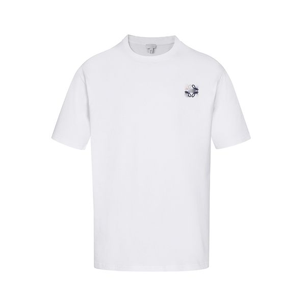 Мужская футболка, летняя простая классическая универсальная круглая шея с вышитым маленьким логотипом, свободный и повседневный топ для пар