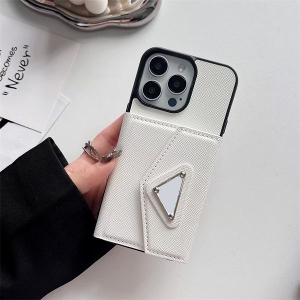 Dreieckige Namensschild-Designer-Handy-Brieftaschenhüllen für Samsung Galaxy S23 S24 S22 Ultra Note 20 Note 10 mit Kartenhalter-Geldbörse Damen Herren PU-Leder Kickstand Cover Case