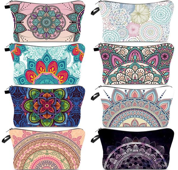 Mandala Kosmetiktasche Bohemia 3D-Druck Bräute Make-up-Tasche Polyester Mädchen Frauen Make-up-Tasche Weihnachten Neujahr Geschenktasche1839509