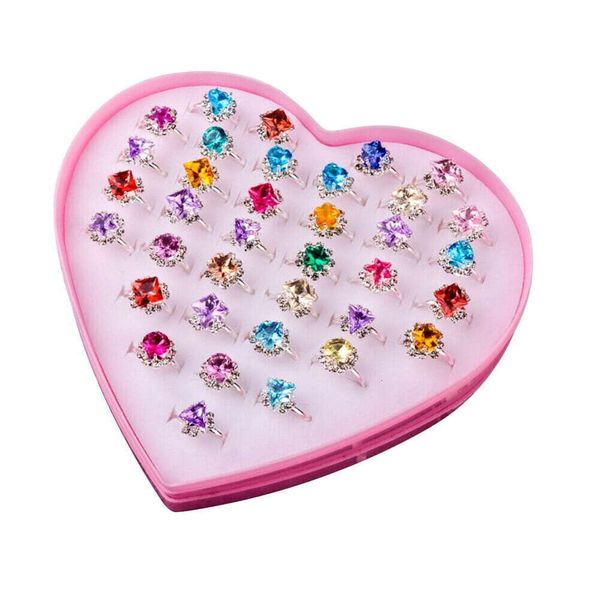 Bambini Bambini Giocattolo per bambini Diamond Dress Up Fai finta di giocare Anelli con Love Box mix di colori