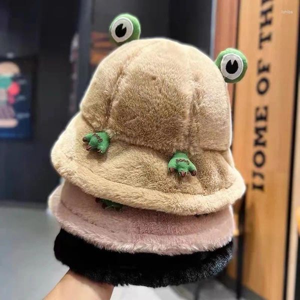 Articoli per feste Moda Rana Cappello di peluche Simpatico cartone animato Caldo Autunno Inverno Cappelli a secchiello Addensare Pescatore Puntelli per decorazioni esterne