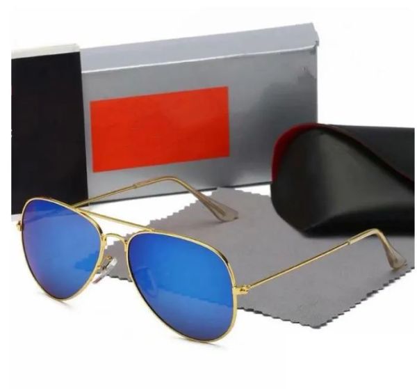 Designer aviator 3Occhiali da sole per uomo Occhiali Rae Bn Donna Protezione UV400 Tonalità Lenti in vero vetro Montatura in metallo dorato Guida Pesca Sunnies con scatola originale