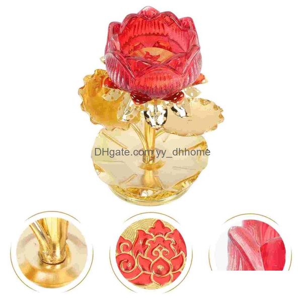 Kerzenhalter Lotus Candlestick Relius Halter Ghee Container Simation Glas Kerzenhalter Legierung Drop Lieferung Hausgarten Dh0G1