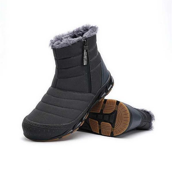 Мужские зимние ботильоны для пар, непромокаемая зимняя уличная прогулочная обувь, теплая меховая обувь для отдыха, нескользящая большая обувь 230922