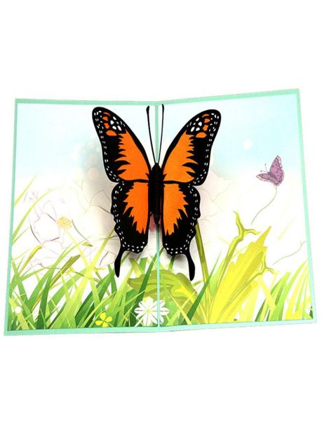 Güzel 3D pop -up çizgi film el yapımı kelebek tebrik kartları hayvan teşekkür ederiz kartpostal festival parti malzemeleri5821899