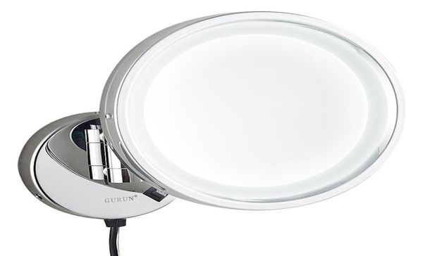 Espelho de maquiagem iluminado para banheiro Gurun com luzes LED e espelhos dobráveis cosméticos de montagem na parede de latão M1807D6279349