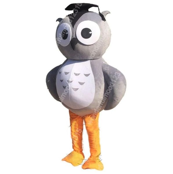 Taille adulte Costumes de mascotte de hibou gris Dessin animé Carnaval Hallowen Performance Unisexe Jeux de fantaisie Tenue de vacances Costume de publicité extérieure