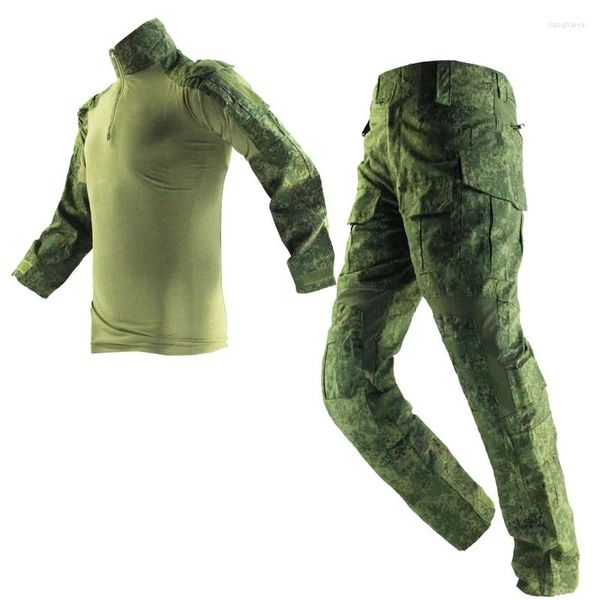 Roupas de ginástica táticas militares emr verde camuflagem combate terno russo g3 camisa e calças caça ao ar livre