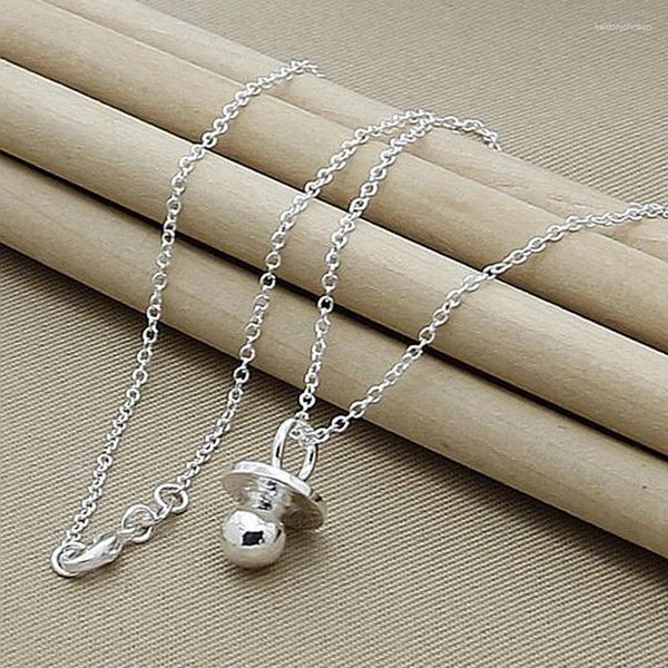 Pingentes SAIYE Marca Chegada 925 Sterling Silver Baby Chupeta Rodada Pingente Colar Para Mulheres Menina Jóias