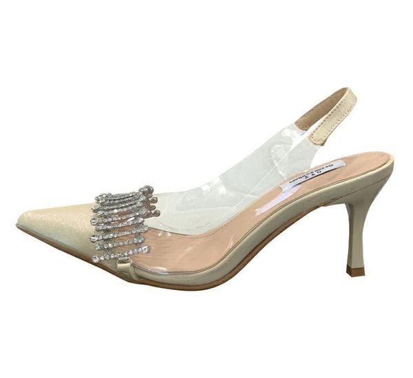 Echtes echtes Leder von Lucency, spitz, geschlossener Zehenbereich, elegante Damen-Partyschuhe, Absätze, Slingback-Damensandalen