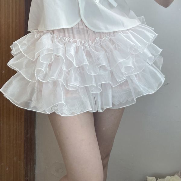 Shorts femininos saias mulheres lolita estilo sólido verão chique senhora estudante moda mini império faldas mujer simples básico adorável namoro