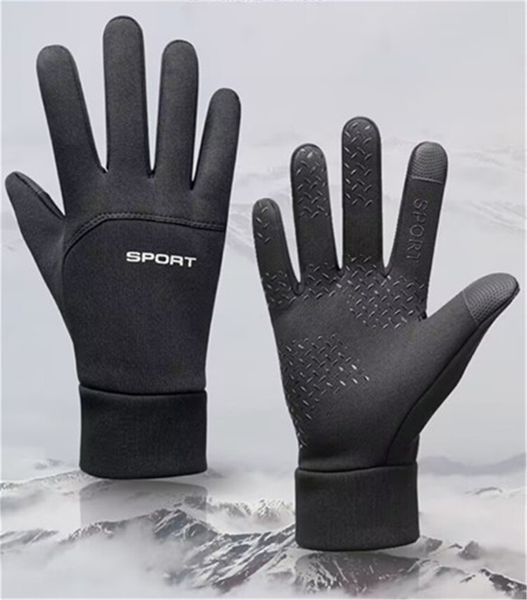 Велосипедные перчатки с полной защитой сенсорного экрана, теплые и бархатные, ветрозащитные, для зимних видов спорта на открытом воздухе для мужчин и женщин, износостойкие, холодные, T-2