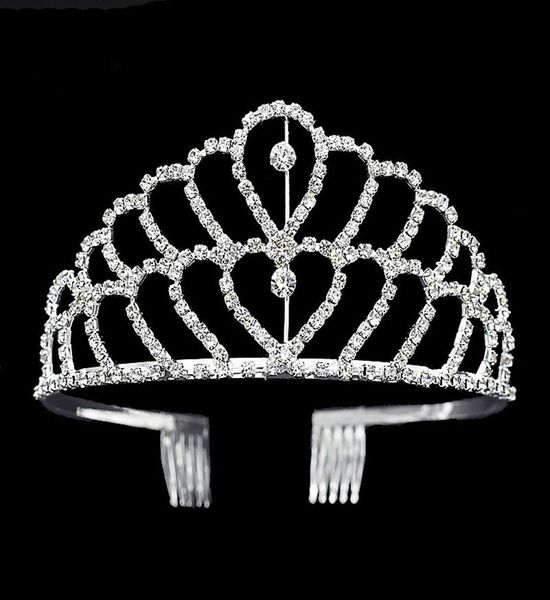 Corona di lusso Tiara nuziale di cristallo lucido Party Pageant Argento placcato Corone nuziali Fascia per capelli Accessori per capelli da sposa economici di Tiar2597478