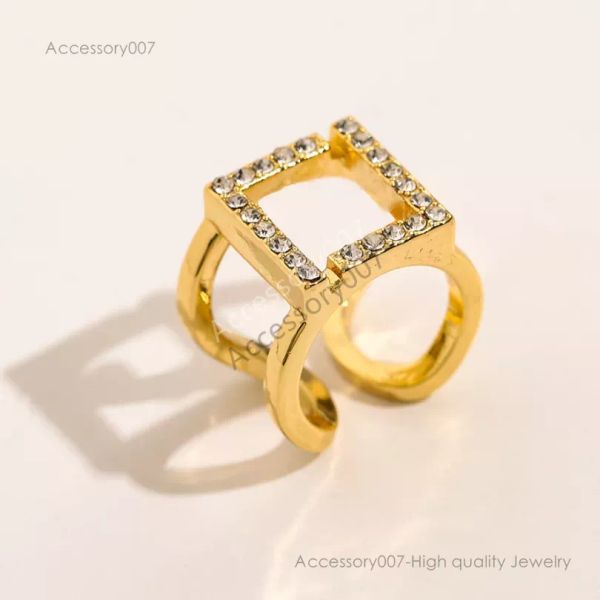 anéis de jóias de grife Anel de designer de moda europeu para mulheres senhora festa presente jóias de noivado ajustável aberto oco anéis acessórios de design de moda