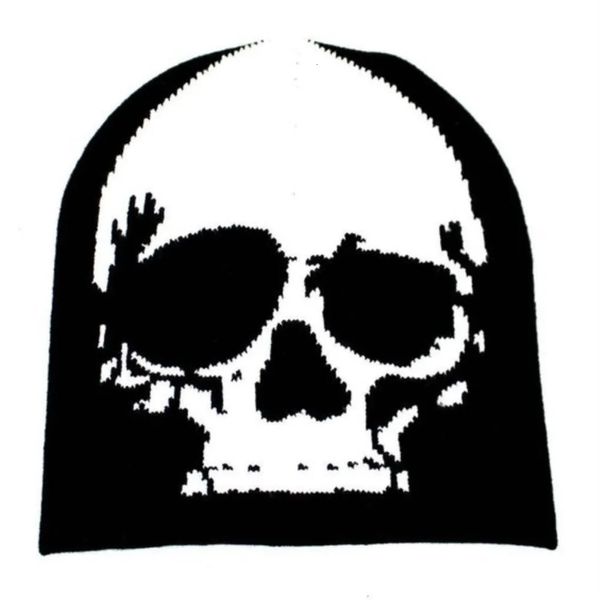 Cappello lavorato a maglia con motivo teschio scuro retrò gotico autunno e inverno cappello caldo freddo per uomo cappello shabby hip hop Y2K 240109