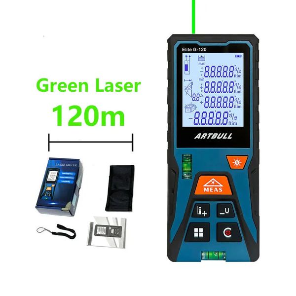 ARTBULL Digital Vermelho Verde Laser Fita Métrica 50M 120M Medidor de Distância Telêmetro com Horizontal 240109