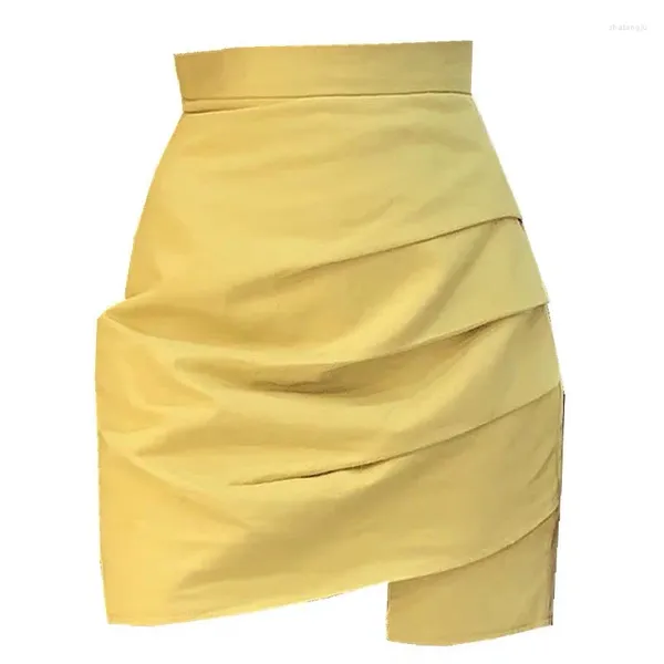 Юбки, короткая юбка, женская летняя плиссированная полувысокая талия, тонкая трапециевидная одежда с запахом на бедрах, 2024 Faldas Y2k Woman