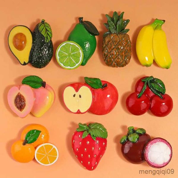 Ímãs de geladeira 3d frutas, 5 peças, resina simulação comida geladeira foto mensagem adesivo placa de memorando lembrete decoração de cozinha