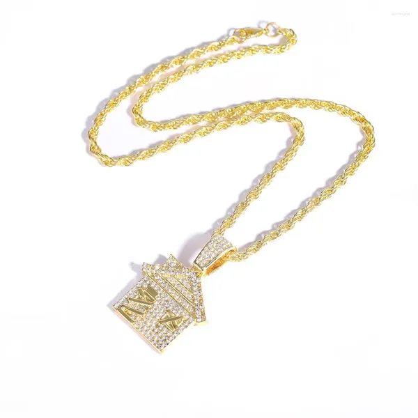 Colares Pingente Iced Out Bando Trap House Colar com 4mm de corda larga corrente moda jóias presente para homens mulheres