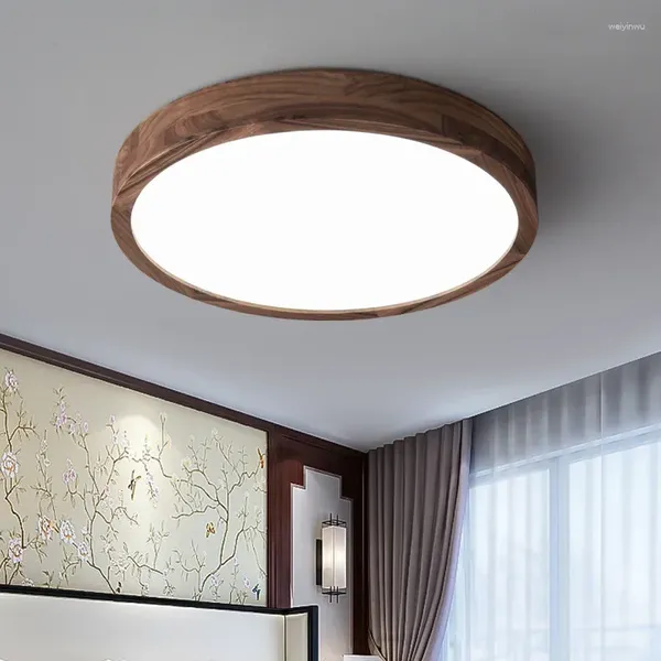 Luzes de teto cobre nogueira sala estar jantar quarto luz espectro completo estilo nacional lâmpada chinesa