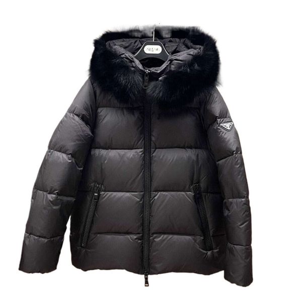 Damen-Herbst- und Winter-Designer, luxuriöse neue Mode mit Kapuze, abnehmbarer großer Fuchspelzkragen, Yanqi 90, weiße Entendaunenjacke