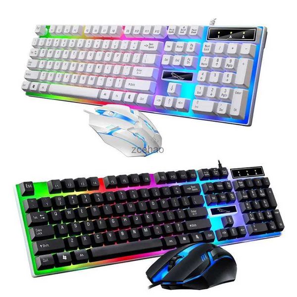 Teclados Gamer Teclado e Mouse Combo Set RGB LED 104-Key Wired Gaming Keyboard Mouse Set para Notebook Laptop Desktop PC TabletL240105