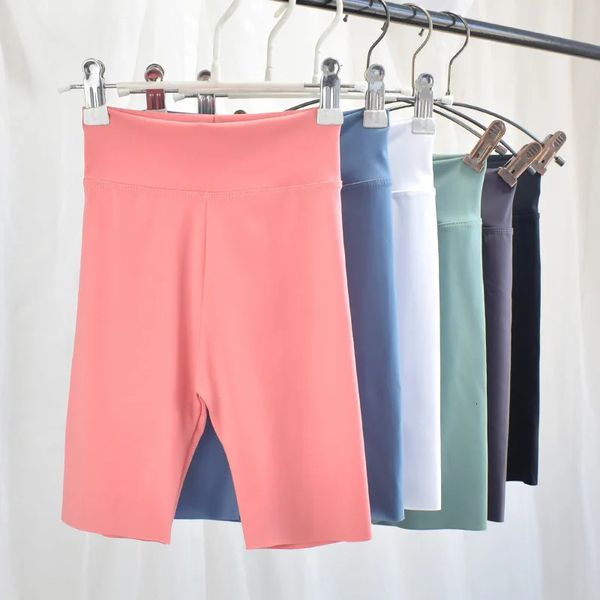 Verão meninas shorts crianças cintura alta elástica magro calças esportivas bebê menina na altura do joelho leggings crianças confortável treino yoga calças 240108