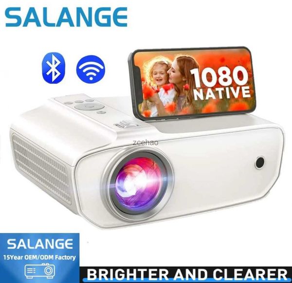 Projektörler Salange P69 Mini Projektör Full HD 1080p WiFi Bluetooth 8500Lümenler Video ProYektör Ev Sineması Akıllı Telefon Sopası Roku Beamerl240105