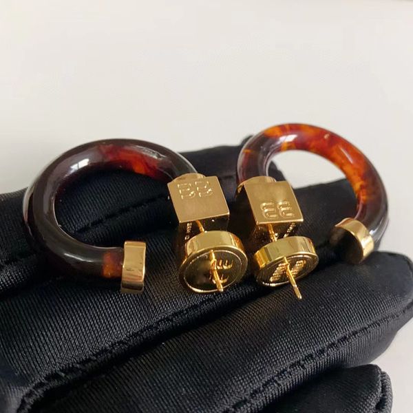 Stud 18k ouro M letras de marca brincos de designer para mulheres retro vintage luxo acrílico círculo duplo lado wearear anéis charme jóias presente