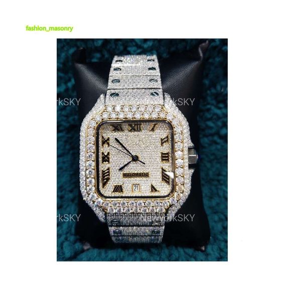 Preço de atacado personalizado vvs clareza moissanite diamante cravejado hip hop iced out bling relógios de pulso para homens passar diamante tester