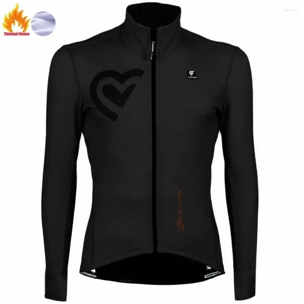 Jaquetas de corrida PISSEI Inverno Lã Fina Casaco Homens Jaqueta de Manga Longa Esporte Jersey Bicicleta Ciclo Montanha Uniforme Estrada Ciclismo Hombre