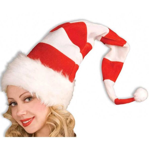 Chapéus de Natal listrados longos Chapéu de Santa Doces para acessórios de fantasia de festa vermelho branco 230920