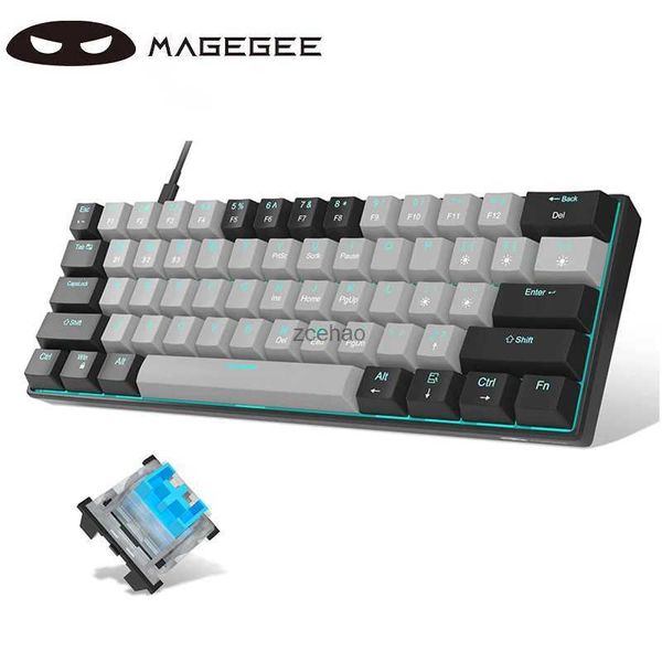 Teclados MageGee 60% Teclado Mecânico Teclado para Jogos com Interruptores Azuis e Mar Azul Retroiluminado Pequeno Compacto 60 por cento Teclado MechaL240105