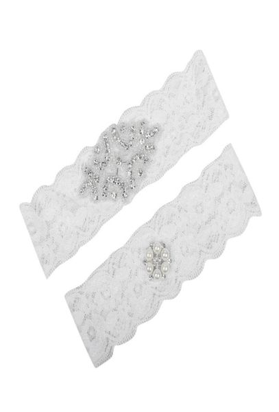 Immagine reale Perle Cristalli Giarrettiere da sposa per la sposa Giarrettiere da sposa in pizzo Fatte a mano Bianco Avorio Giarrettiere da sposa economiche In Stock1413533