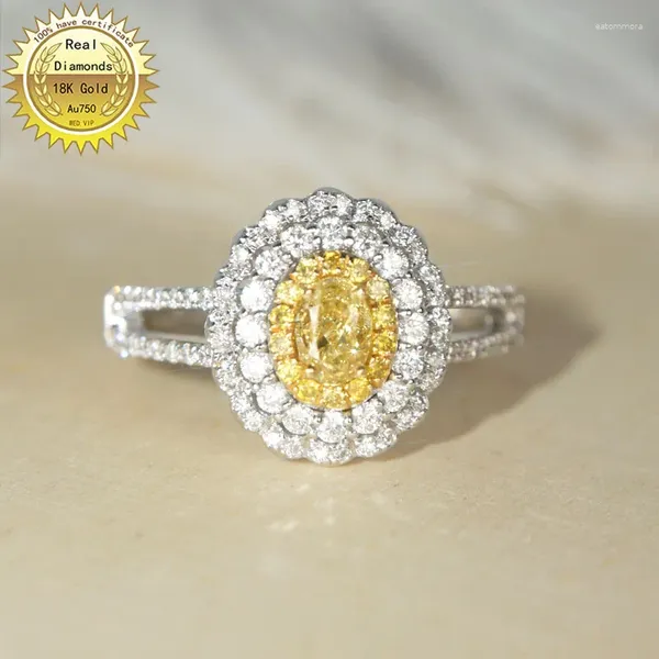 Anelli di cluster 18k Oro bianco 0,88 ct Natural Diamond Angh Deyingwedding ha certificato