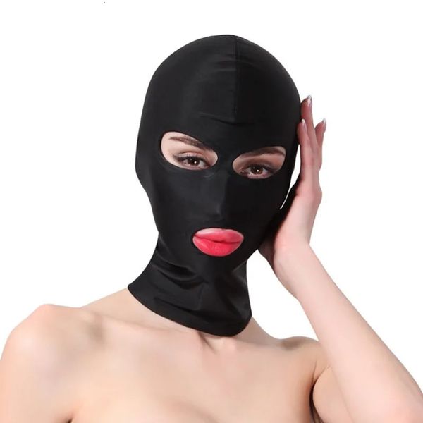 Accessori fetish esotici di elasticità sexy Maschera per occhi a pieno facciale con bocca aperta per uomini Donne Giochi sessuali Flirtare Prodotti erotici 240109