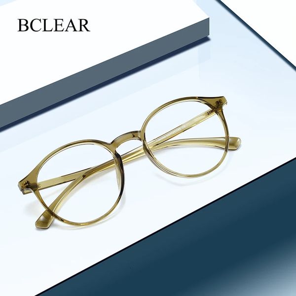 BCLEAR Ultra Leggero TR90 Occhiali Miopia Retro Rotonda Occhiali Da Vista Ottica Telaio Uomo Donna Moda Confortevole Occhiali 240109