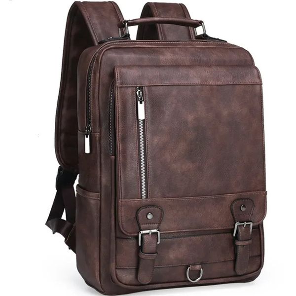 Männer Mode Leder Männer Rucksack Business Männlichen 156 Laptop Tasche Daypacks Große Kapazität Reise College Schule 240108