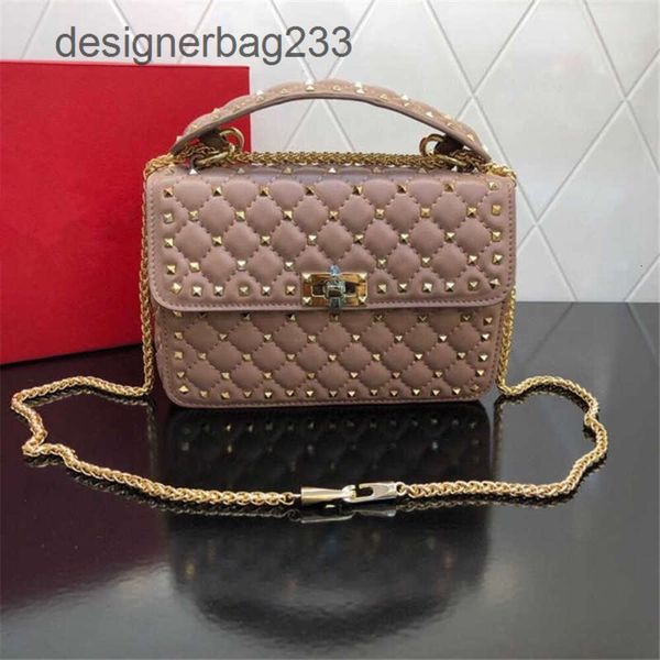 Designer Strand Schapenvacht Grid Bag Crossbody Tassen Handtassen Luxe Diamanten Handtassen Klinknagel Kleine Valantinovv Draagbare Leren Handtas Y4FW