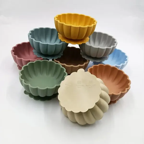 Tigelas anti-escaldadura de silicone para bebês bandeja de utensílios para treinamento infantil utensílios de mesa de 0 a 12 anos de idade