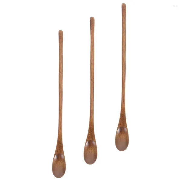 Misurini da caffè Set di cucchiai da portata Set di posate Per insalata Mestolo in legno Mescolando utensili a manico lungo per zuppa da cucina