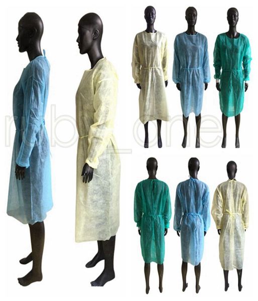 Vestuário de proteção não tecido Vestidos de isolamento descartáveis Ternos de roupas Anti Poeira Roupas de proteção ao ar livre Capas de chuva descartáveis 1668907