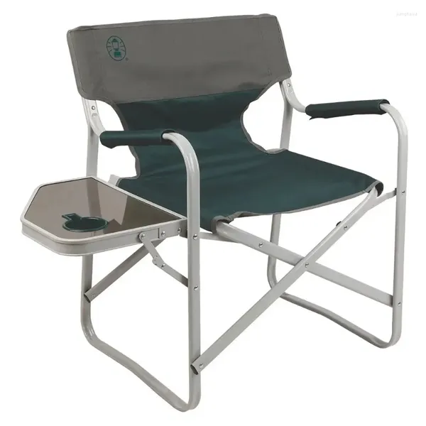 Cadeira de plataforma adulta dobrável portátil do posto avançado da mobília do acampamento com mesa lateral verde estável super durável
