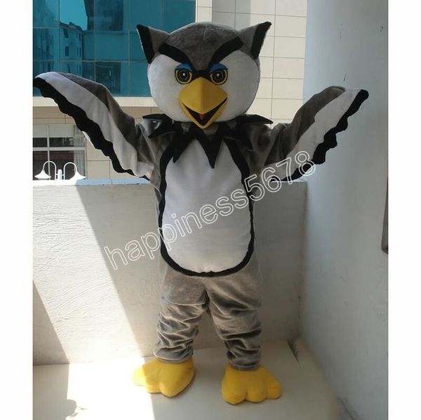 Adulto tamanho bonito coruja cinza trajes da mascote personagem dos desenhos animados terno terno carnaval adultos tamanho halloween festa de natal carnaval vestido ternos