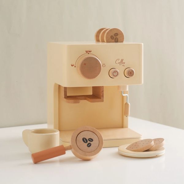 Kinder Holz Montessori Spielzeug Set Kinder Kaffeemaschine Küche Spielzeug Kinder Cosplay Spielhaus Lernspielzeug Geschenke 240108