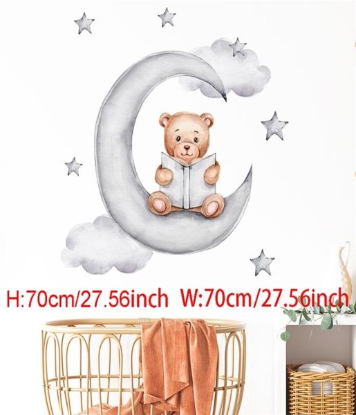 Cartoon Rabbit Moon Stars Adesivi murali per la decorazione della camera dei bambini Baby Nursery Camera da letto Soggiorno Decalcomanie da muro Animali Decorazioni per la casa 29850379