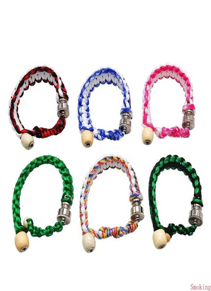 Bracciale Stash premium fatto a mano Pipa da fumo 260MM Corda metallica Legno Giamaica Rasta Pipa Tabacco Erbe Tubi a mano Regalo per uomo o donna2942971