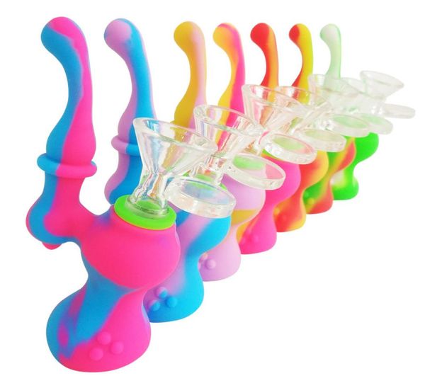 Bong da fumo Dab Rig Bubbler Tubi per acqua in silicone Mini tubo inebriante Impianti petroliferi per cera Piccoli tubi per narghilè Zucca4761700