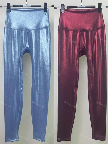 Damen-Leggings, Sommer, Frühling, dünn, glänzend, glänzend, dünn, Sporthose, hohe Taille, elastische Bleistifthose