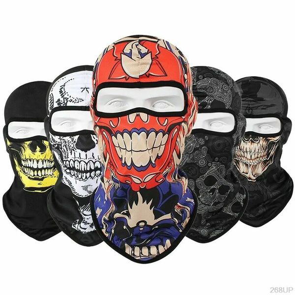 Tattico 3D Fantasma Stampato Passamontagna Bandana Sci Moto Beanie Maschera a pieno facciale Maschera di teschio di Halloween 240108